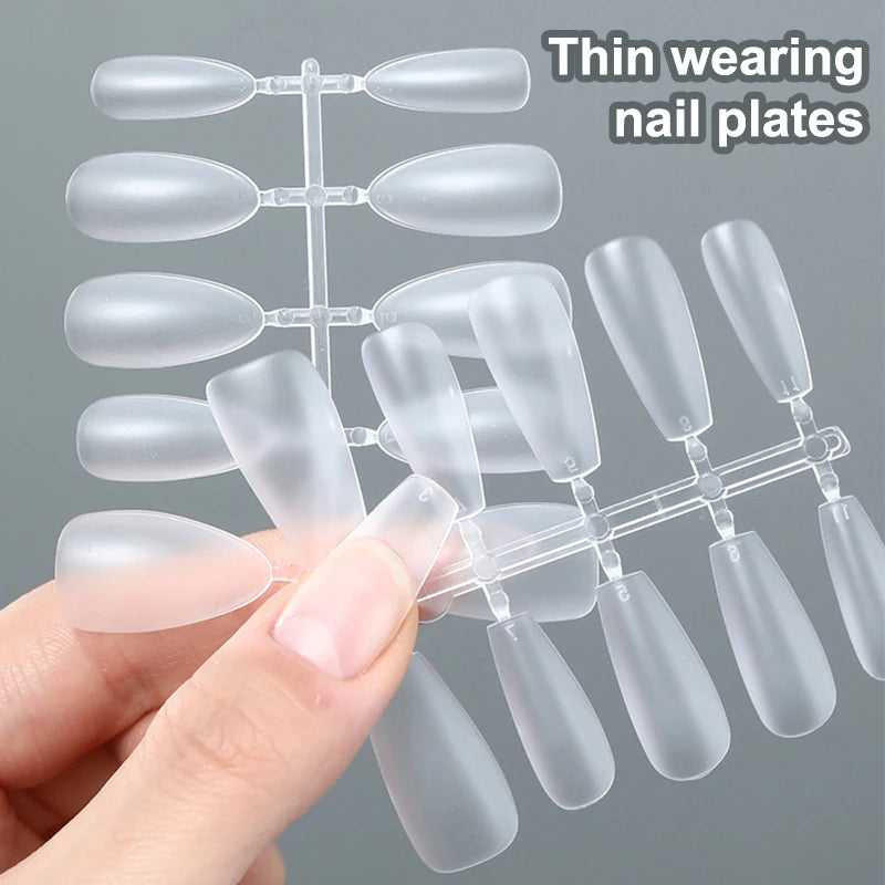 100 PCS Coffin Press On Nails – Clear Fake Nail Tips Press On Nail Tips Axl