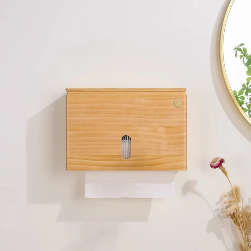 Solid Wood Wall-Mounted Tissue Box – Retro Napkin Holder Tissue Box Holder Axl