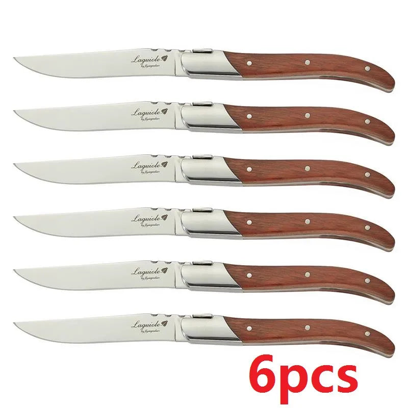 Laguiole Steak Knives Rosewood Handle Set 2–10 Pcs | 8.25" Steak Knife Set Axl 6 Pcs knife