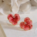 Huitan Red Enamel Flower Stud Earrings – Floral Women's Jewelry Floral Stud Earrings Axl E6200