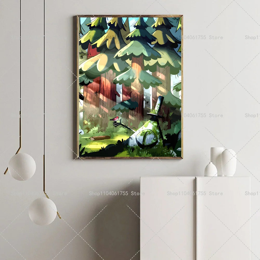 Gravity Falls Wall Poster – Self-Adhesive Waterproof Sticker Wall Art Poster Axl