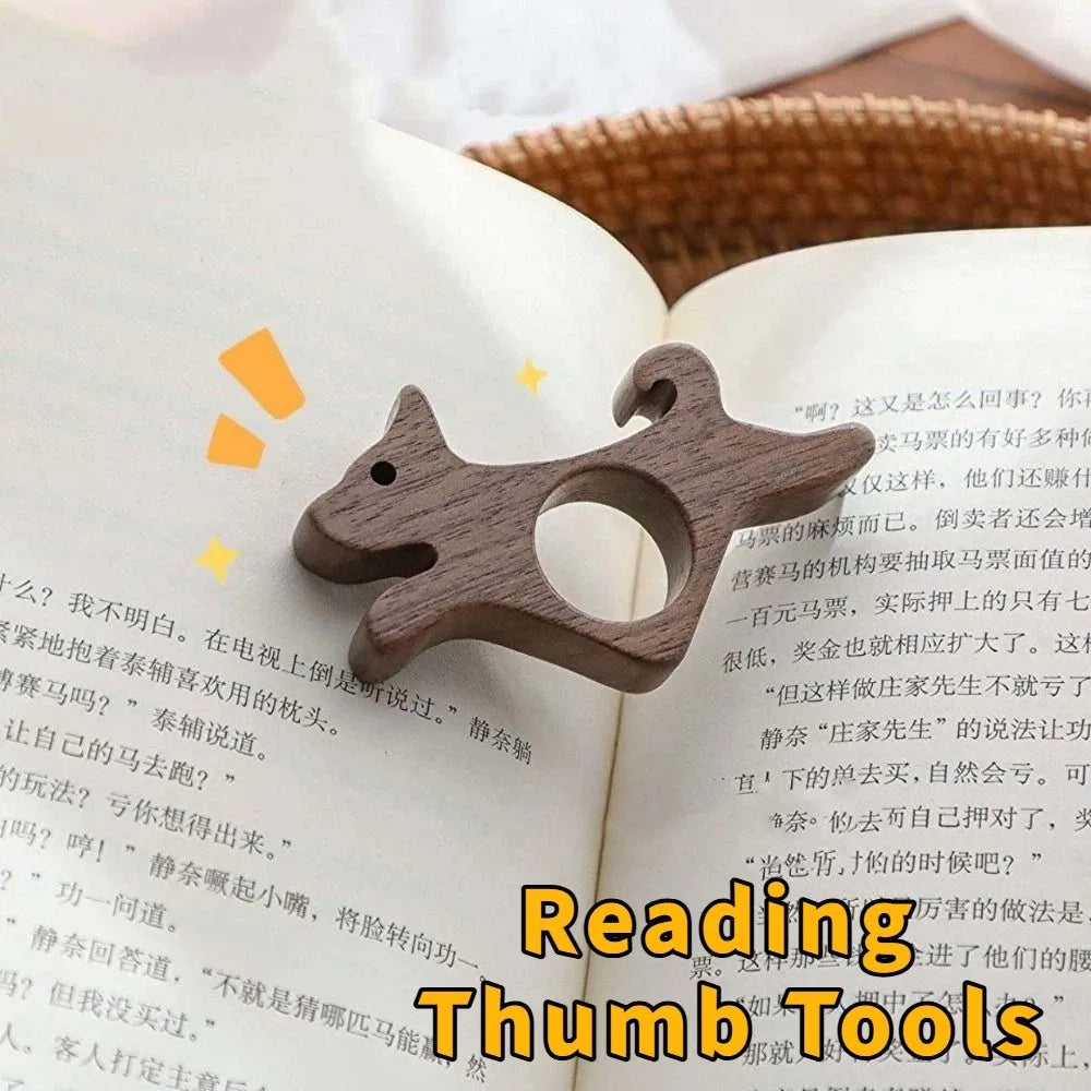 Handmade Wooden Thumb Bookmark – Cat & Dog Shape | Black Walnut Wooden Thumb Bookmark Axl