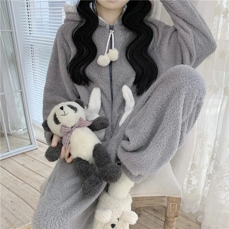 Women's Bunny Hooded Kigurumi Onesie – Kawaii Winter Pajamas Kigurumi Onesie Pajamas Axl