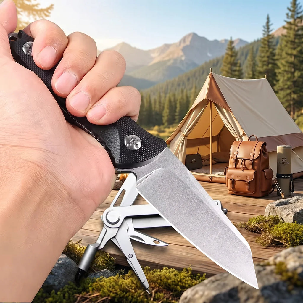 FL FLYWOD Fixed Blade Knife | G10 Handle & Sheath – Camping Fixed Blade Knife Axl
