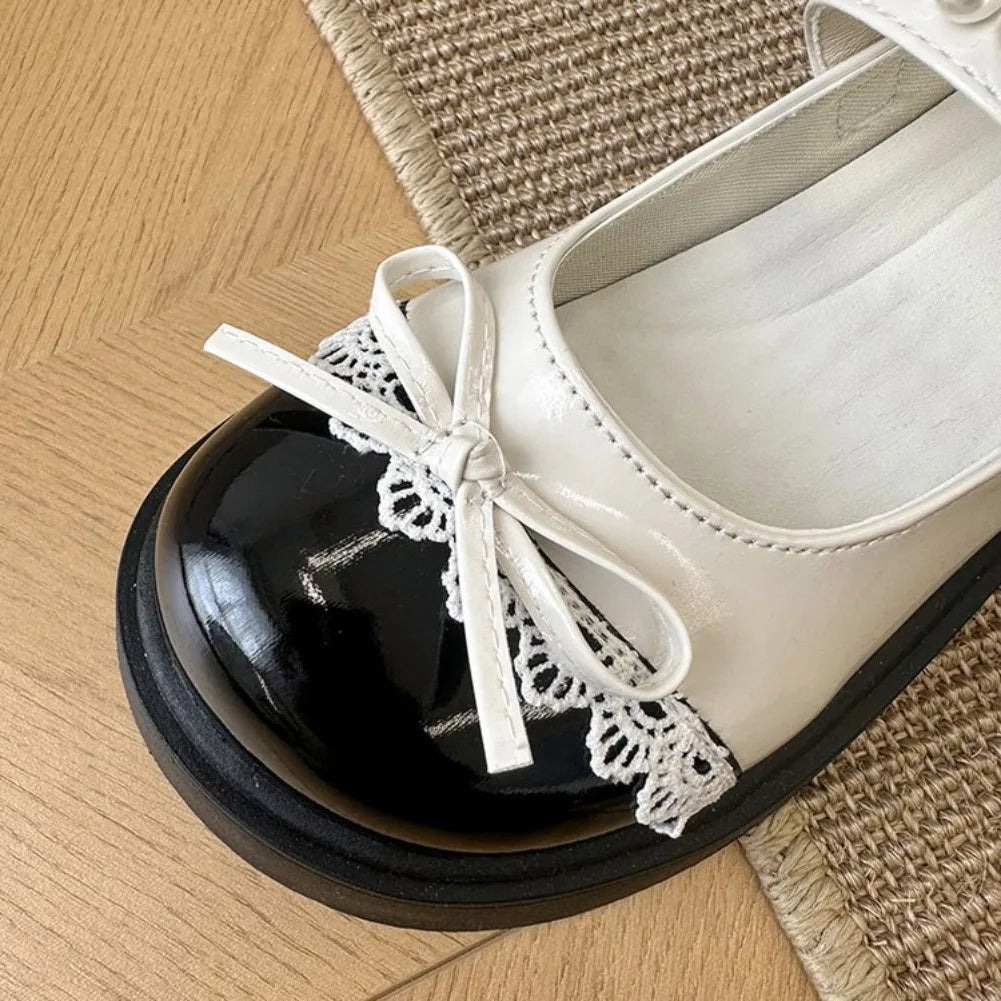 Women's Retro Silver Mary Jane Flats – Thick Soft Sole Shoes Mary Jane Flats Axl