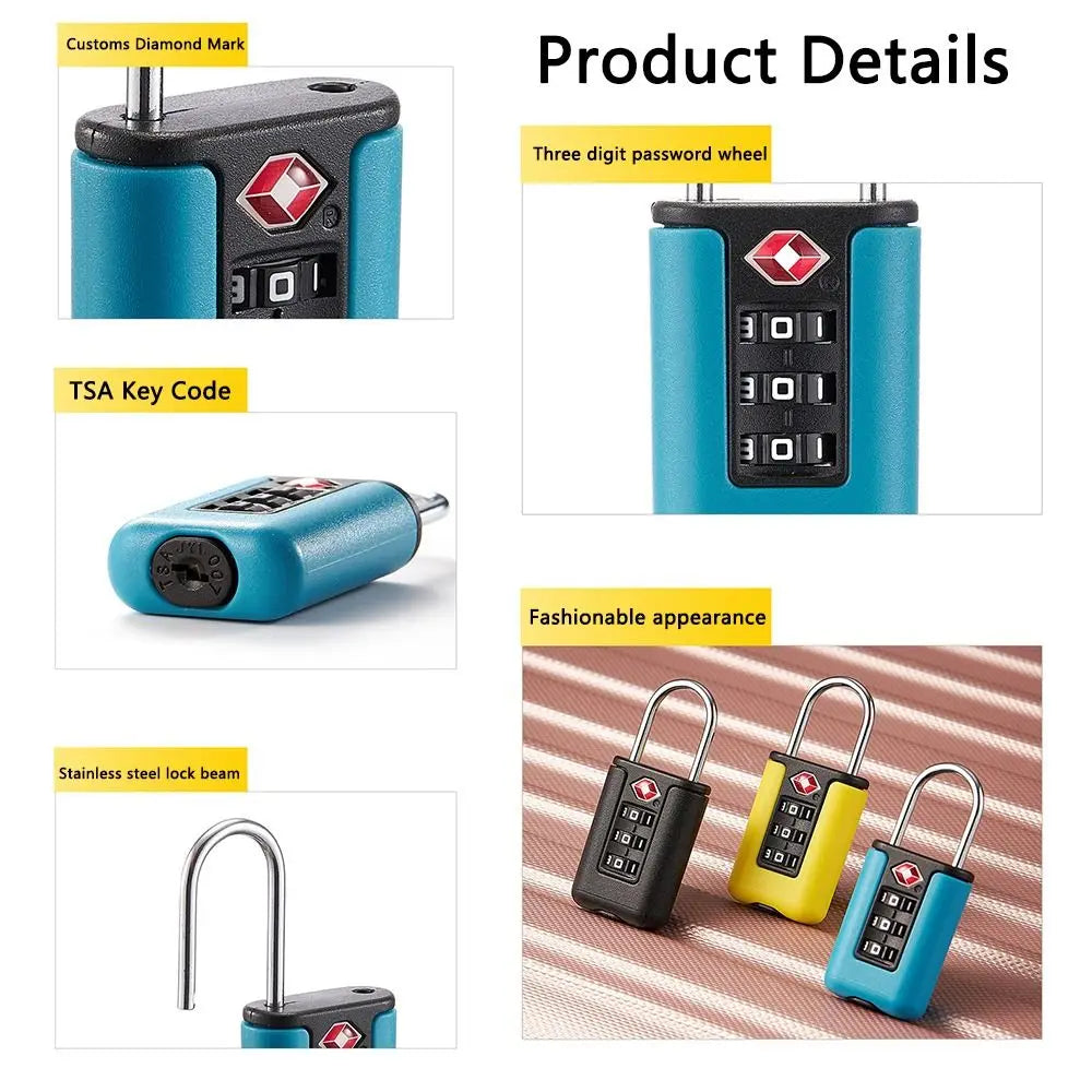 TSA 3-Digit Combination Lock – Anti-Theft Luggage Padlock Combination Padlock Axl