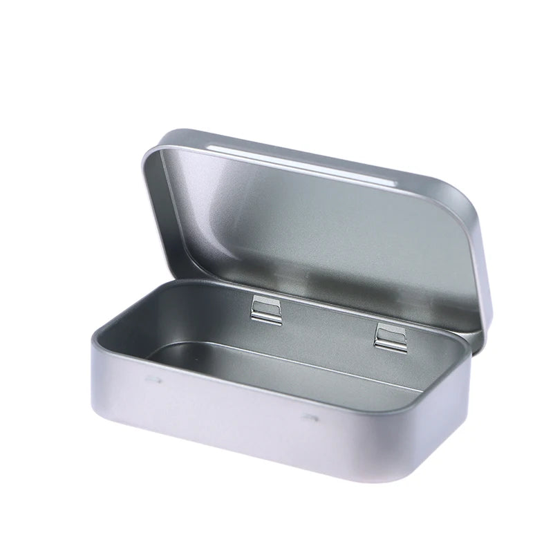 Small Tinplate Flip Storage Box – Coins, Keys & Survival Kit Tinplate Storage Box Axl Silver