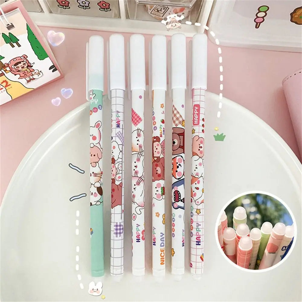 Kawaii Erasable Gel Pen 0.5mm Blue Ink – Cartoon Student Pen Erasable Gel Pen Axl cat random 1pc