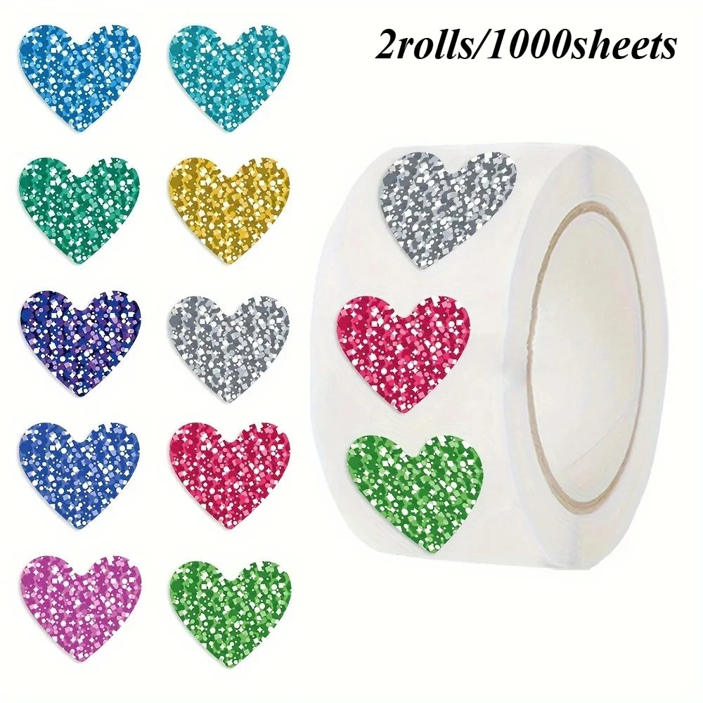 Heart Roll Stickers 500/1000 Sheets – Decorative Seal Stickers Decorative Sticker Roll Axl 2rolls-1000sheets as show