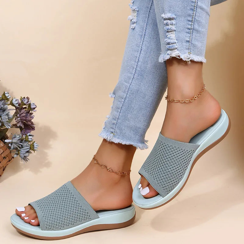 Women's Elastic Roman Flat Sandals – Casual Beach Slide Slippers Flat Slide Sandals Axl