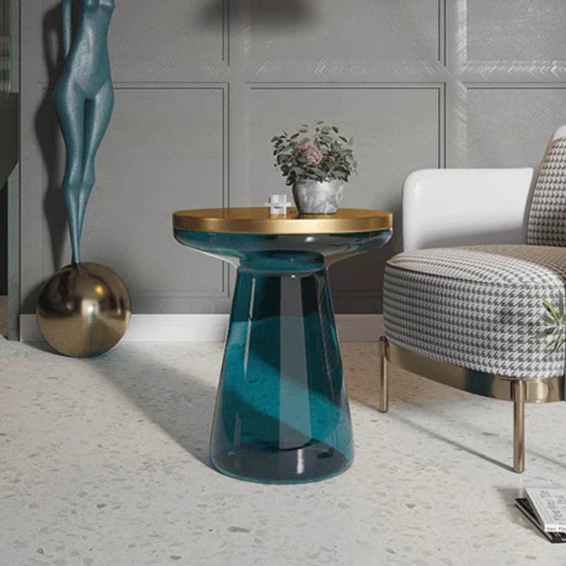 Round Glass Coffee Table – Nordic Modern Living Room Side Table Glass Coffee Table Axl