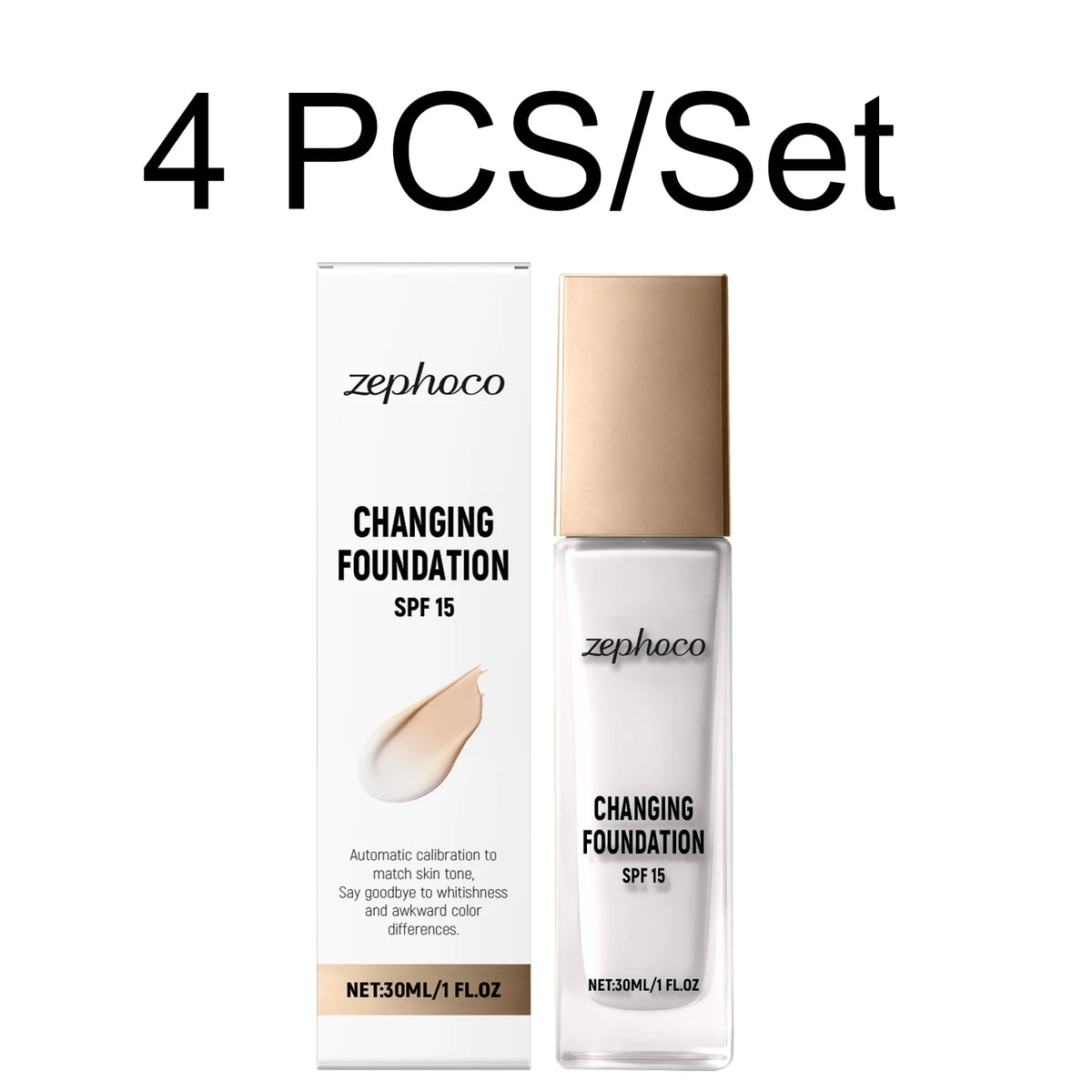 Color Changing Foundation – Adaptive Matte Full Coverage 30ml Liquid Foundation Axl 4 PCS