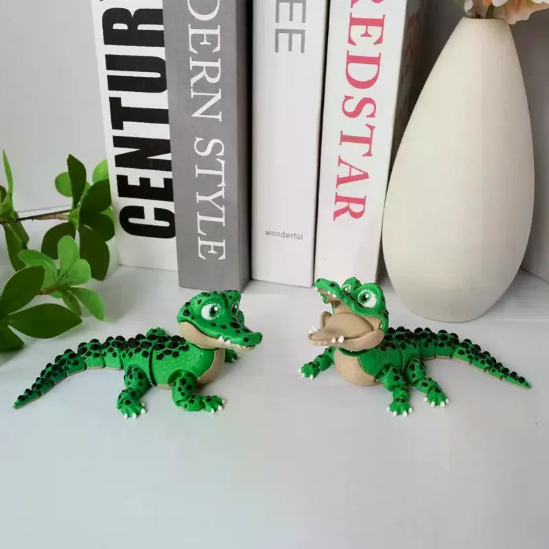 3D Printed Crocodile Toy – Movable Joints Desk Statue Articulated Animal Figure Axl