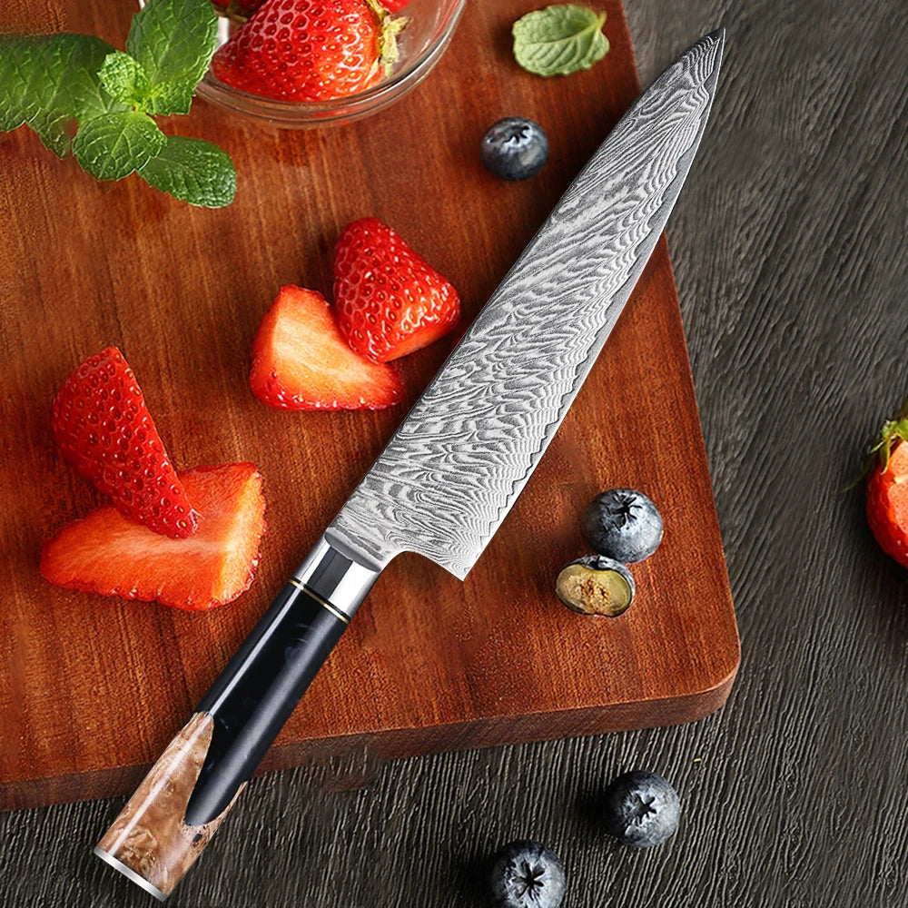 67-Layer Damascus Steel Chef Knife – Kitchen Cleaver Blade Damascus Chef Knife Axl