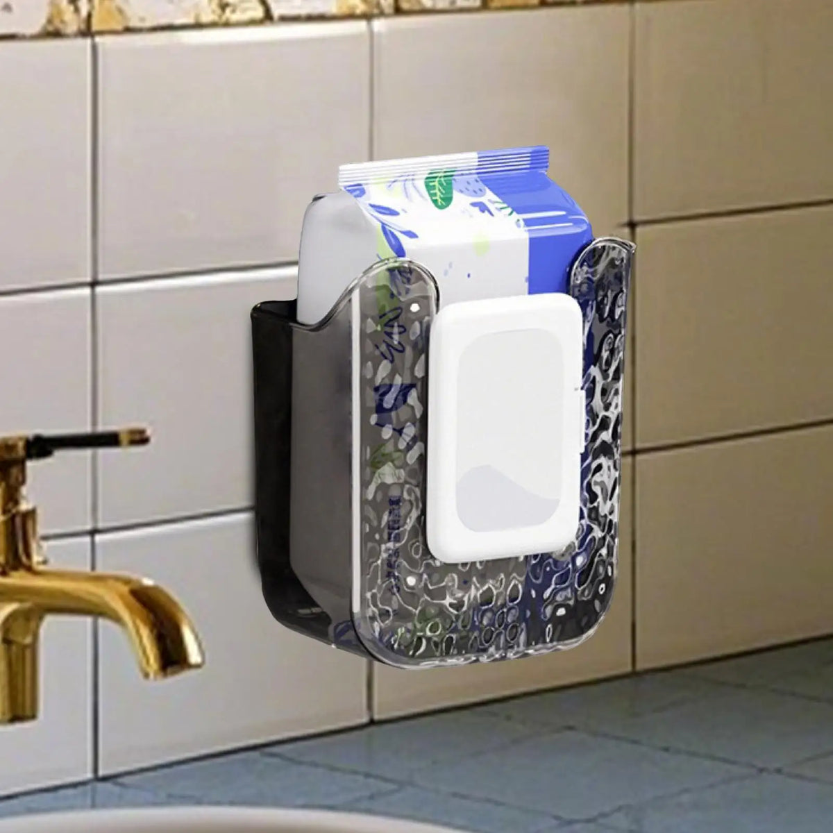 Wall-Mount Adhesive Wipes Dispenser – No-Drill Bathroom Holder Bathroom Wipes Dispenser Axl