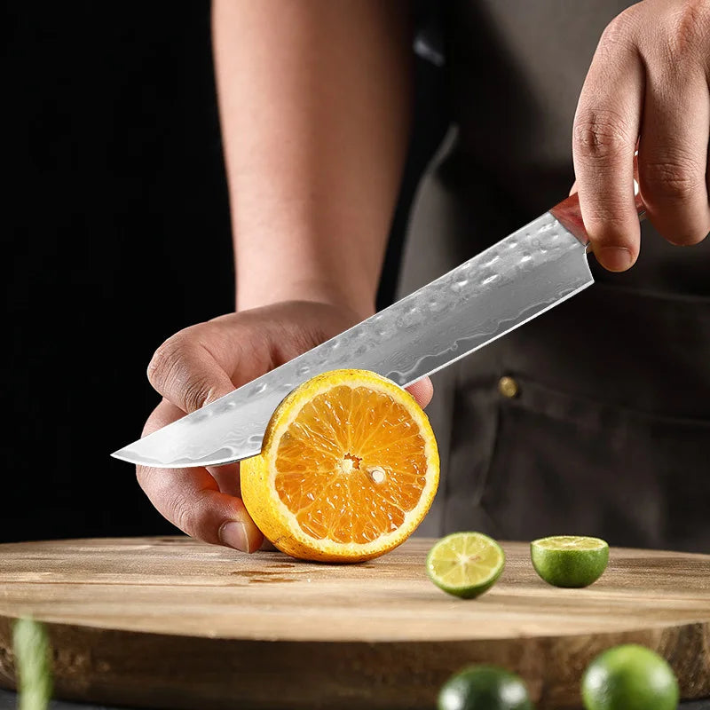 Damascus Steel Paring Knife – Wood Handle | InLeung Kitchen Damascus Kitchen Knife Axl