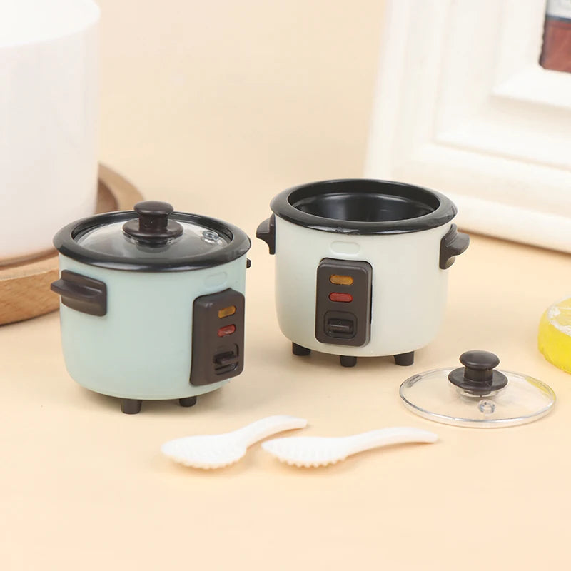 1:12 Dollhouse Miniature Rice Cooker with Spoon | Kitchen Decor Dollhouse Accessory Axl
