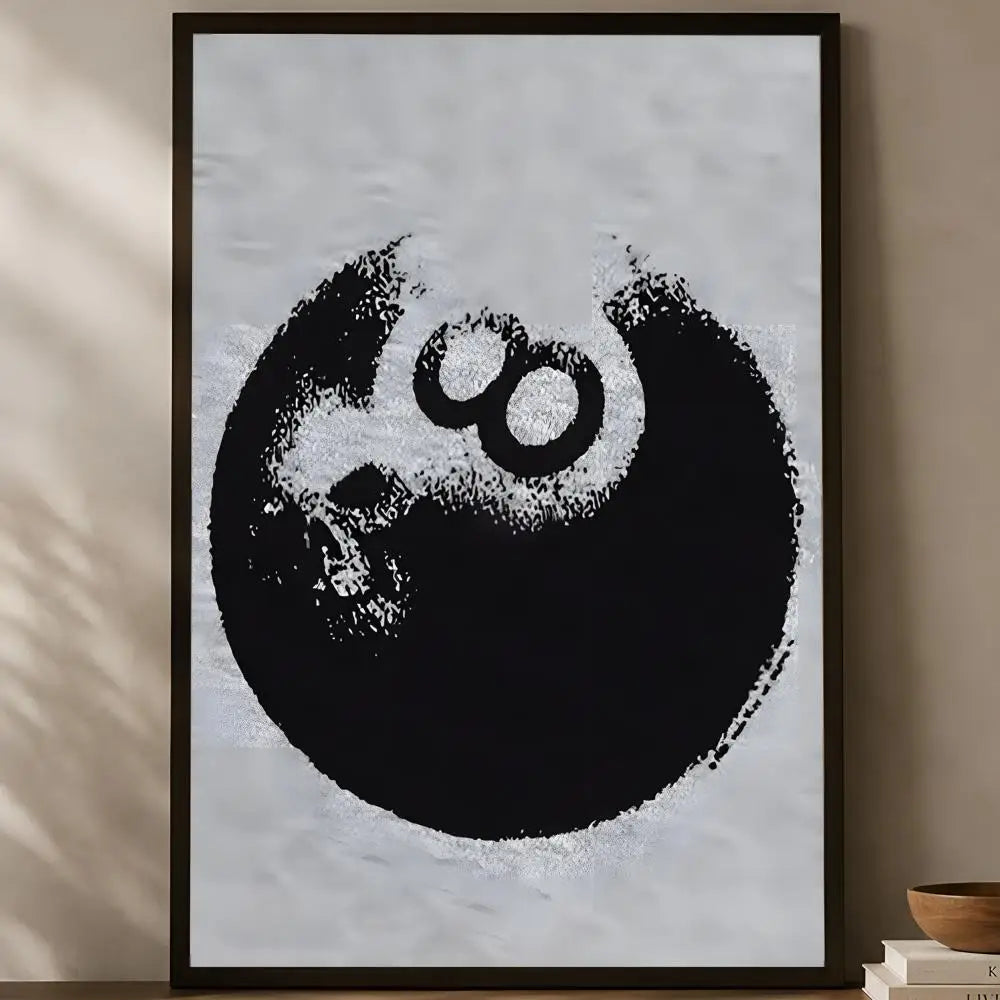 No. 8 Ball Black & White Self-Stick HD PVC Wall Art Poster Wall Art Poster Axl White07 15X20cmNoframe