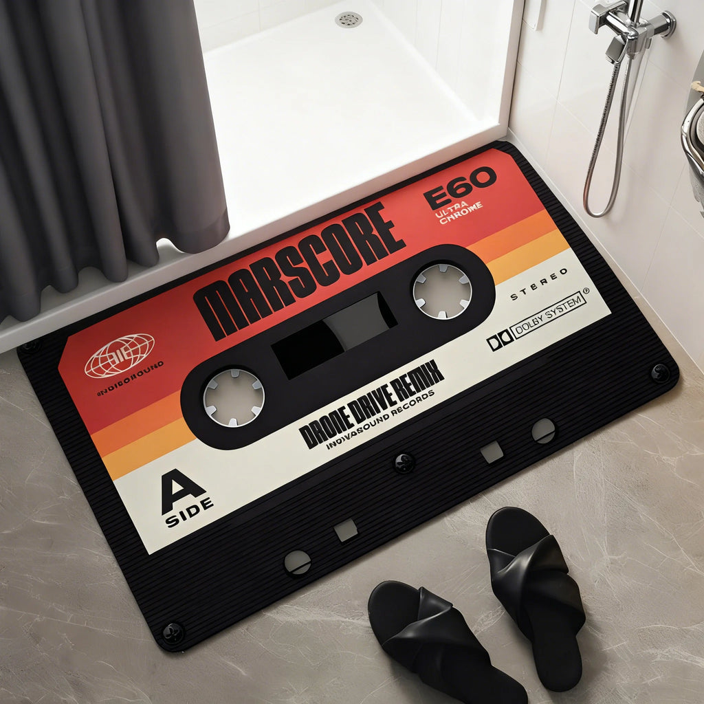 Diatom Mud Bath Mat – Retro CD Cassette Design, Non-Slip Bath Mat Axl