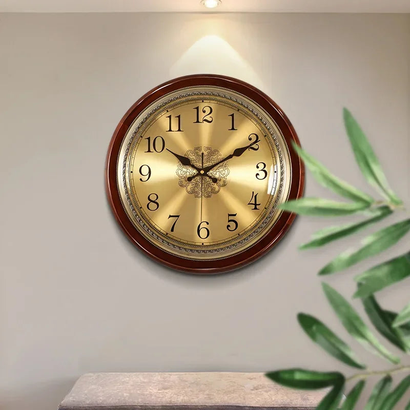 Retro Nordic Silent Wall Clock – Gold Shabby Chic Wood & Metal Silent Wall Clock Axl