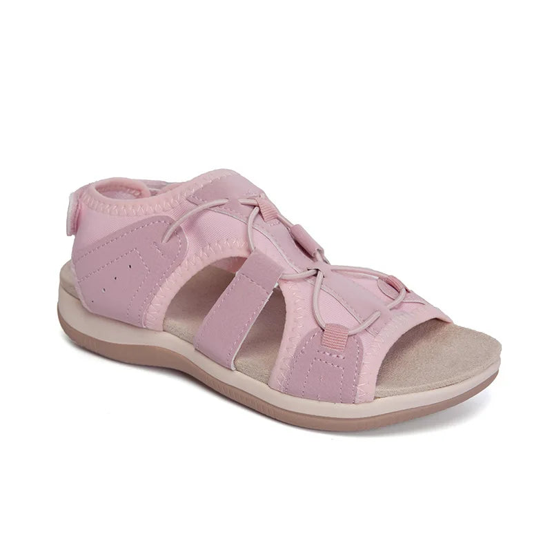 YBQJOO Women's Peep Toe Flat Sandals – Casual Beach Shoes Women's Flat Sandals Axl Pink 42