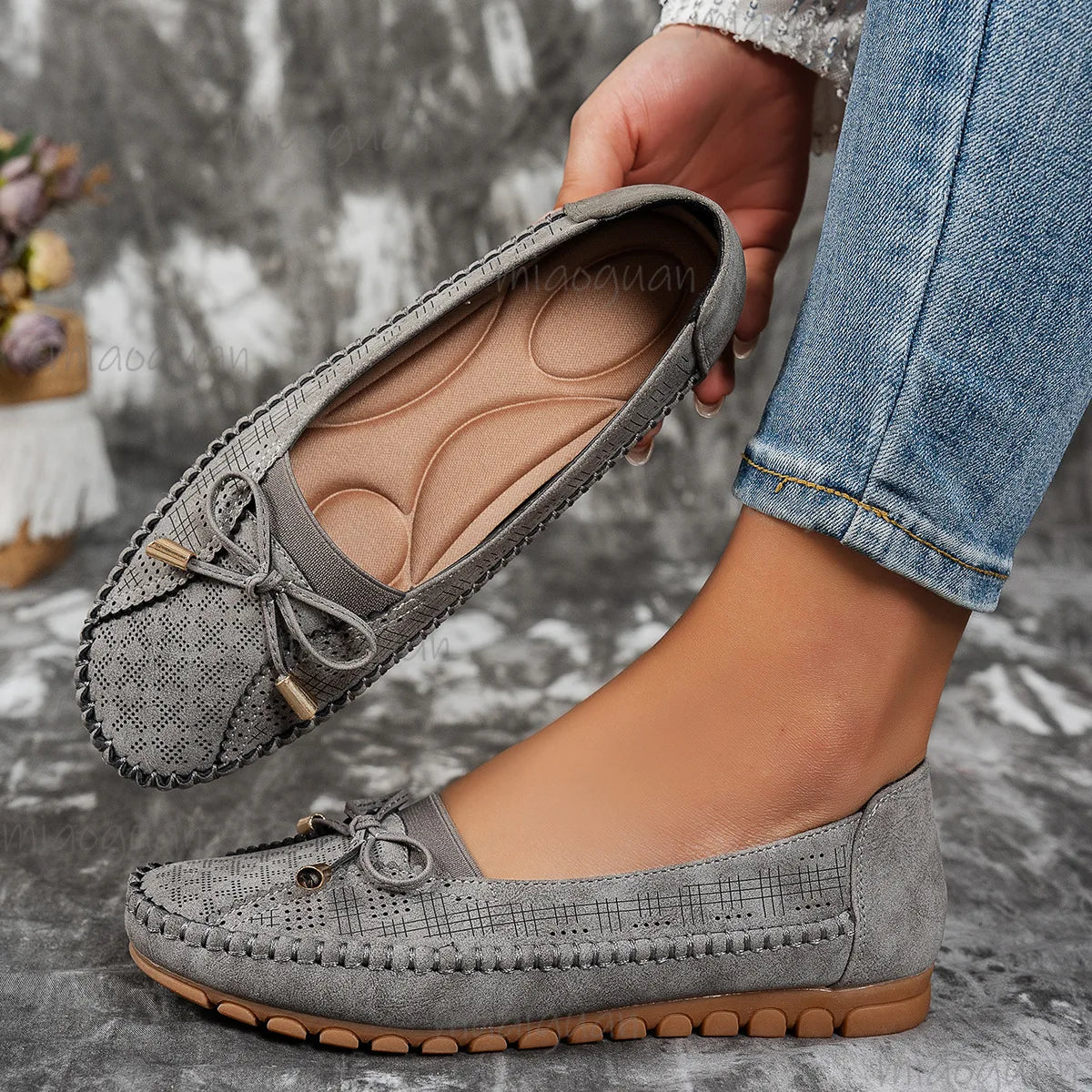 Women's Bow Ballet Flats – Slip-On Casual Loafers Comfort Shoes Ballet Flats Axl