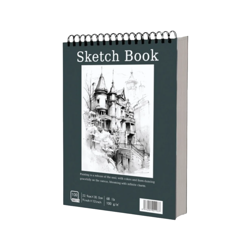100-Sheet A4 Coil Sketchbook – 100gsm Thick Perforated Drawing Pad Spiral Sketchbook Axl Style-A
