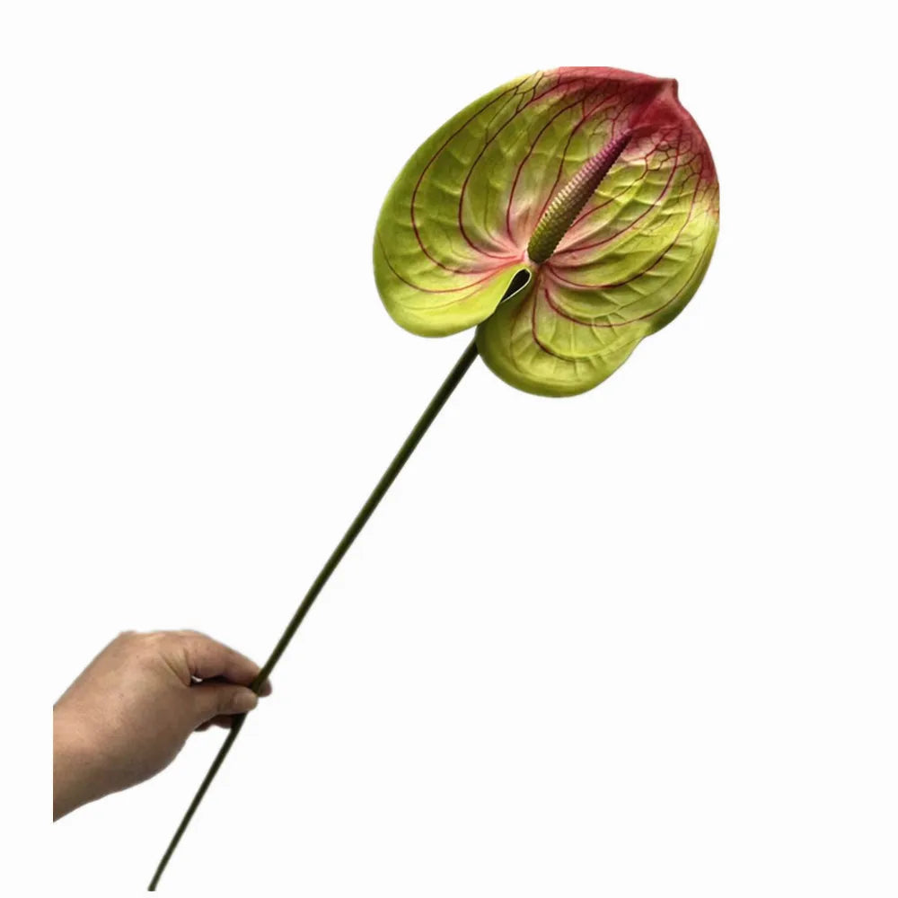 Real Touch PU Anthurium Artificial Flower Branch 61cm Stem Artificial Flower Branch Axl light green