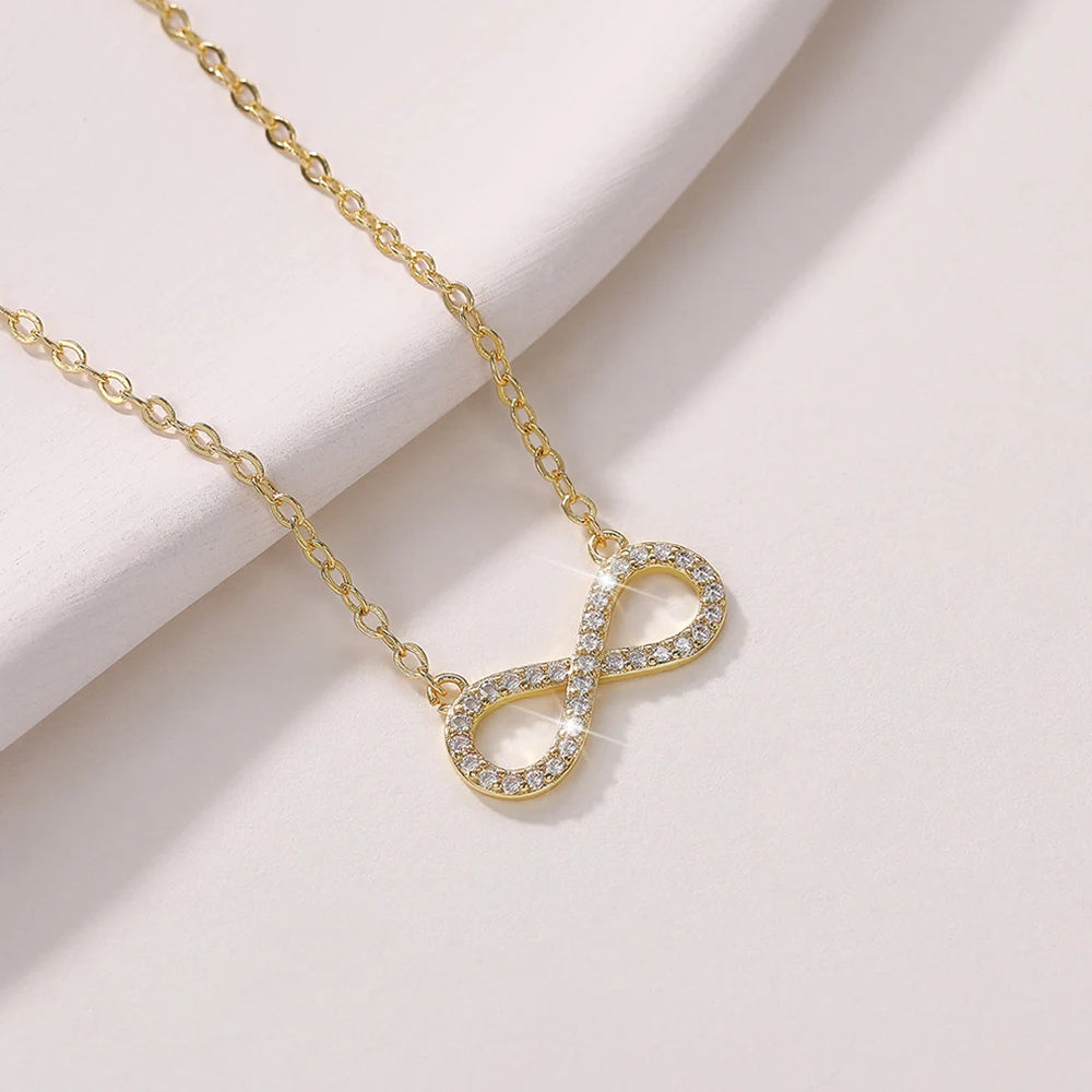 Huitan Infinity Figure 8 CZ Pendant Necklace | Wedding Jewelry Pendant Necklace Axl
