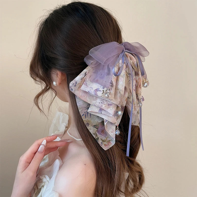 Floral Bow Bead Shark Clip – French Elegant Hair Claw Hair Claw Clip Axl
