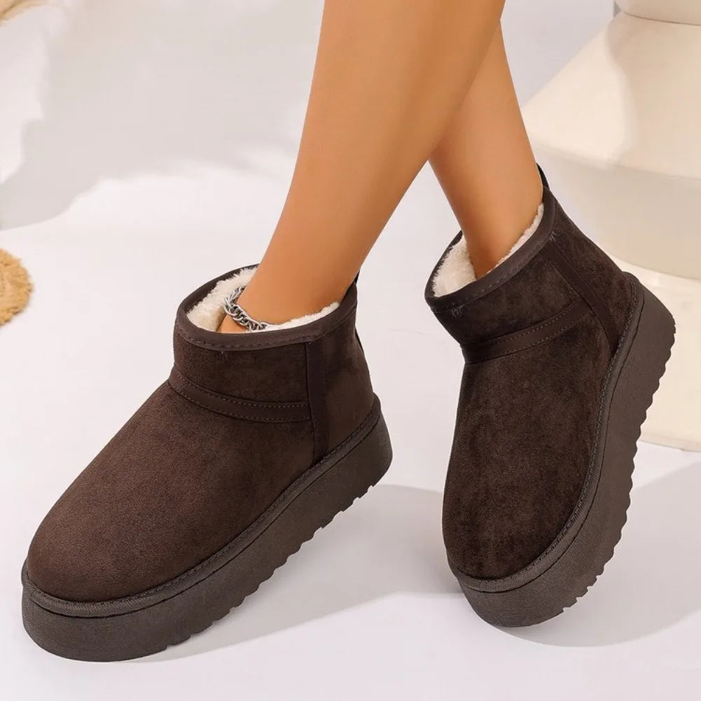 Women's Plush-Lined Ankle Snow Boots – Slip-On Winter Boots Women's Snow Boots Axl