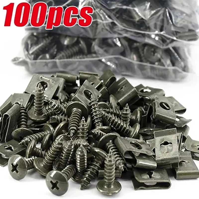 M4 M5 Self-Tapping Screws & U-Type Clip Kit | 100–200 Pcs Fastener Clip Kit Axl