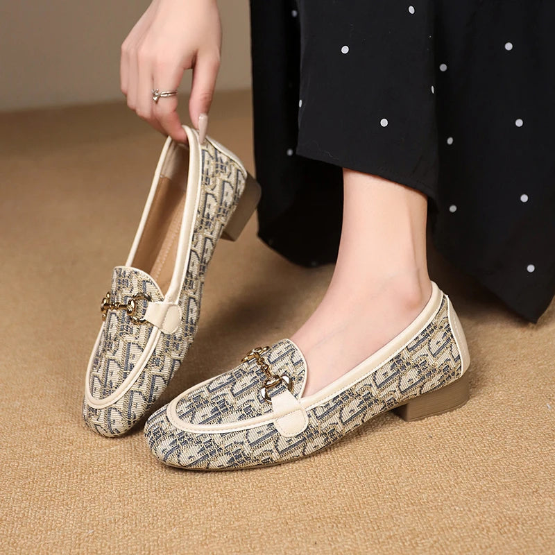 Women's Monogram Bow Loafers – Jacquard Slip-On Dress Shoes Slip-On Loafers Axl