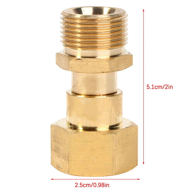 M22 14mm Brass Pressure Washer Swivel Joint Connector 360° Hose Swivel Connector Axl