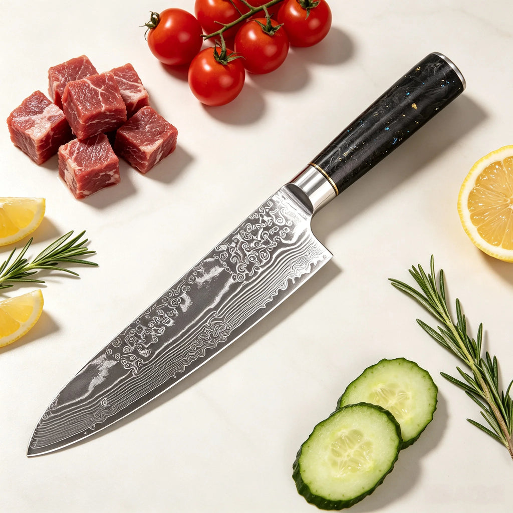 Damascus Steel 67-Layer Chef Knife – Sharp Kitchen Cleaver Damascus Chef Knife Axl