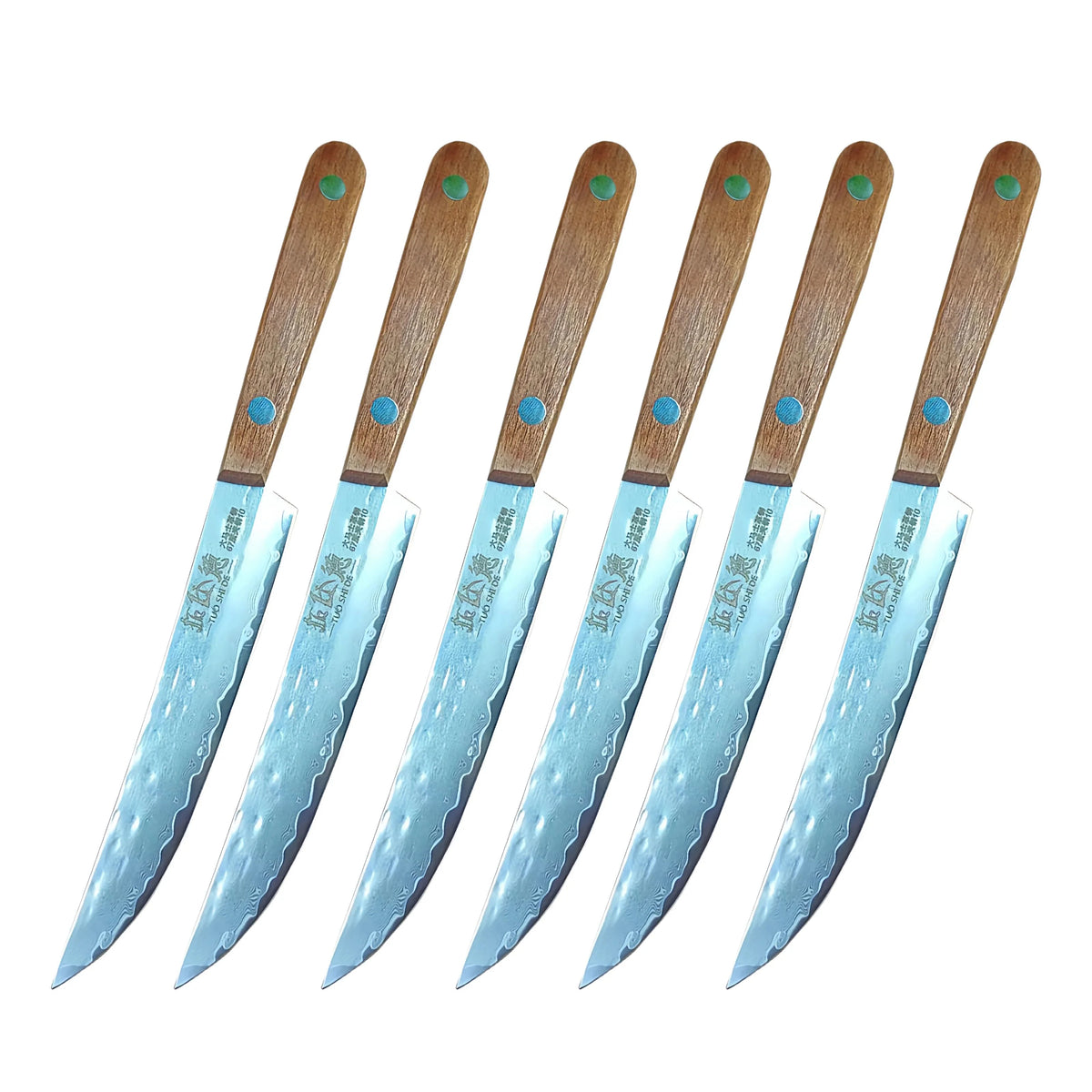 67-Ply Damascus Steel Fruit Knife – Solid Wood Handle Damascus Kitchen Knife Axl 6pcs