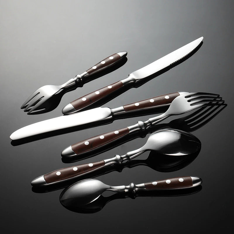 6-Piece Stainless Steel Flatware Set – Knife, Fork & Spoon Flatware Set Axl