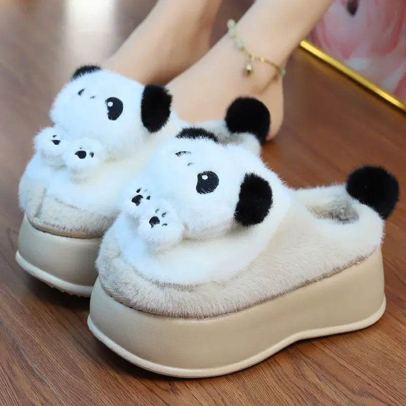 Lorilury Panda Faux Fur Slippers – Cozy Winter Slides Women Faux Fur Slippers Axl Coffee slipper 40-41