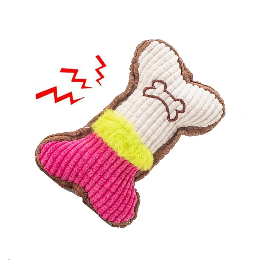 Squeaky Plush Bone Dog Chew Toy – Small & Medium Breeds Dog Chew Toy Axl Pink White M
