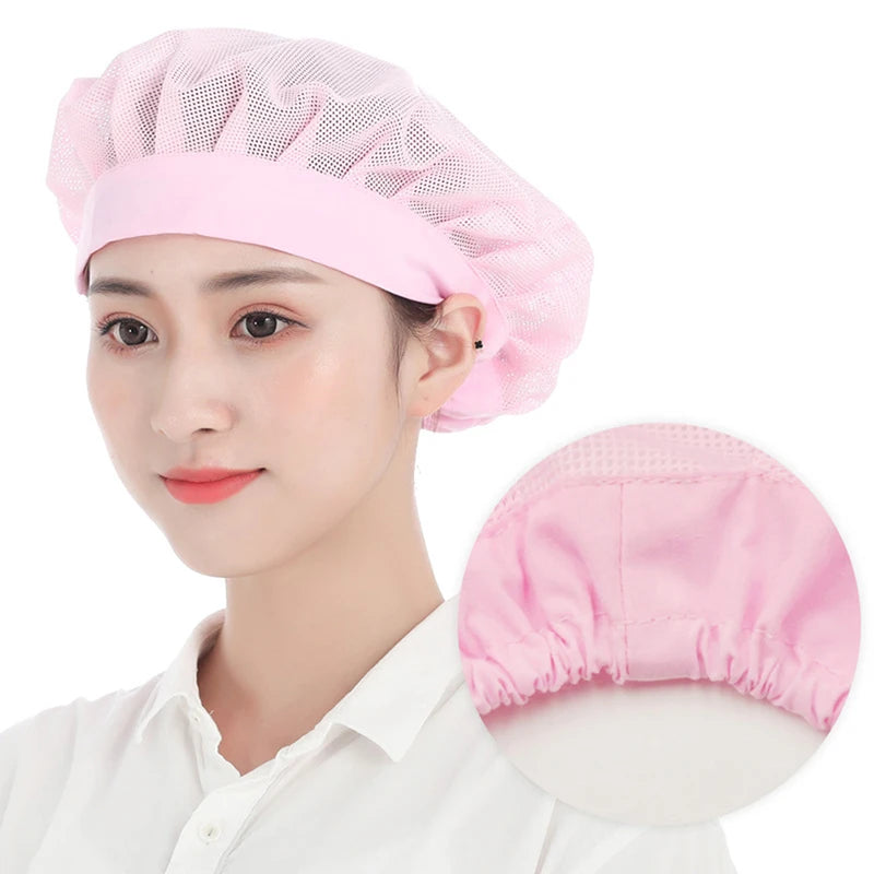 Unisex Elastic Mesh Chef Hat – Breathable Workwear Cap Chef Workwear Hat Axl Pink