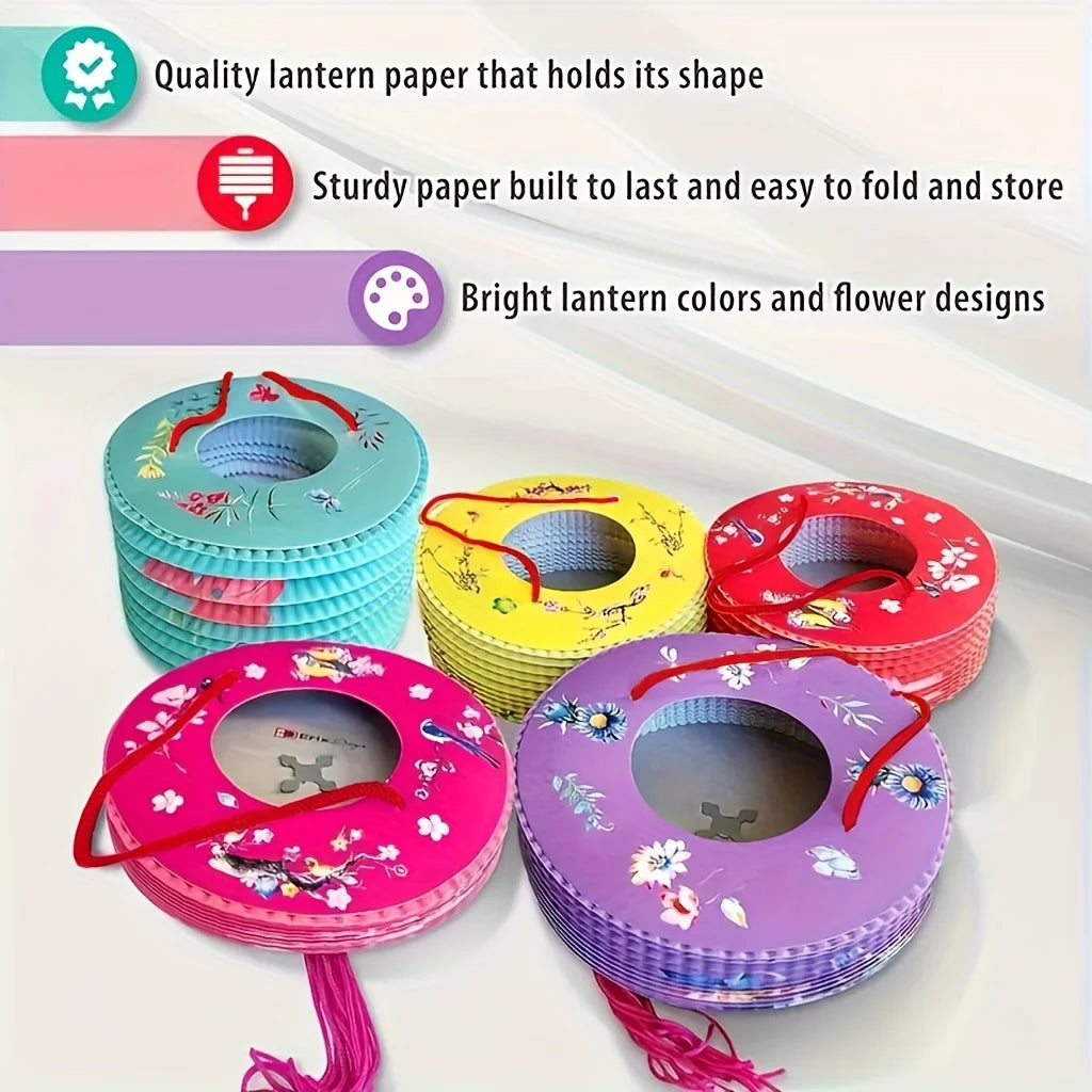 10-Pack Colorful Floral Paper Lanterns – Party & Home Decor Hanging Paper Lanterns Axl