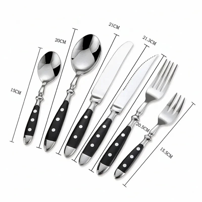 Western Stainless Steel Cutlery Set – Knives, Forks & Spoons Cutlery Flatware Set Axl
