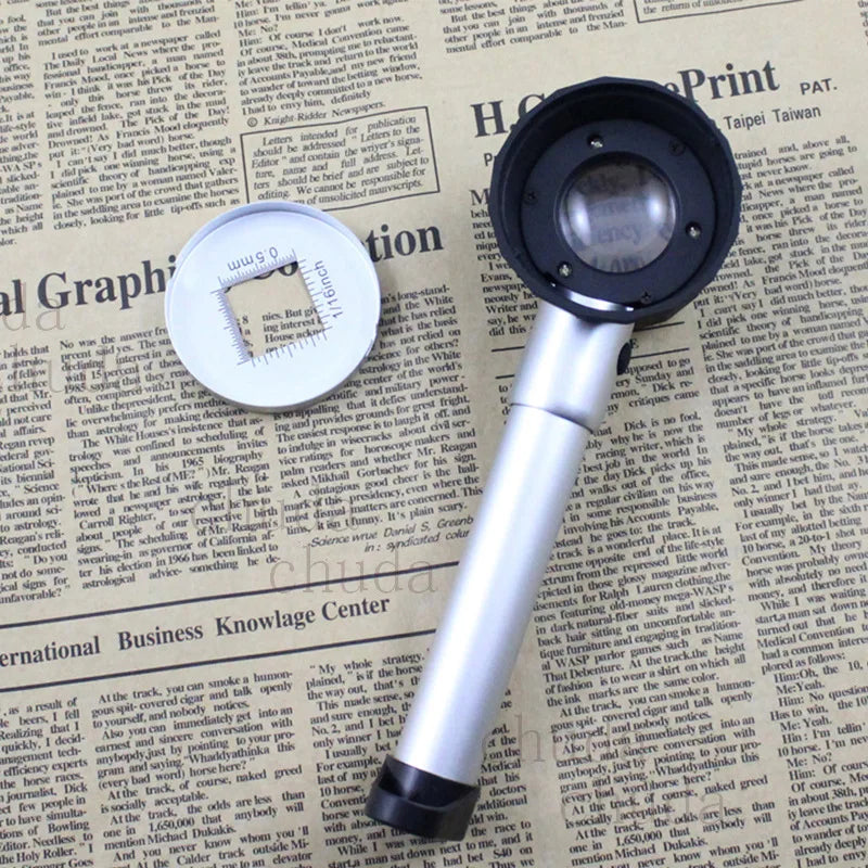 20X LED Magnifying Glass with Light & Scale – Metal Spoon Loupe LED Magnifying Loupe Axl