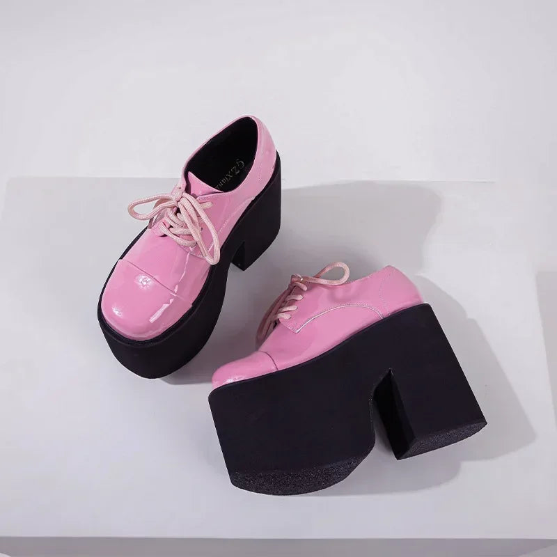 14CM Platform Pumps – Patent Leather Lace-Up High Heels Platform High Heels Axl