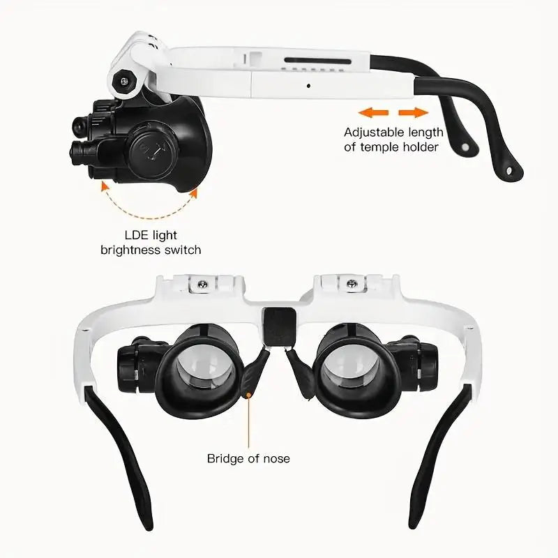 LED Headband Magnifier 8X 15X 23X – Jeweler & Watchmaker Loupe Headband Magnifier Axl