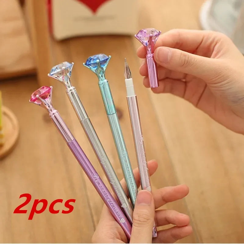 Kawaii Crystal Ballpoint Pens – Korean Style 2-Pack, 0.5mm Ballpoint Pen Set Axl