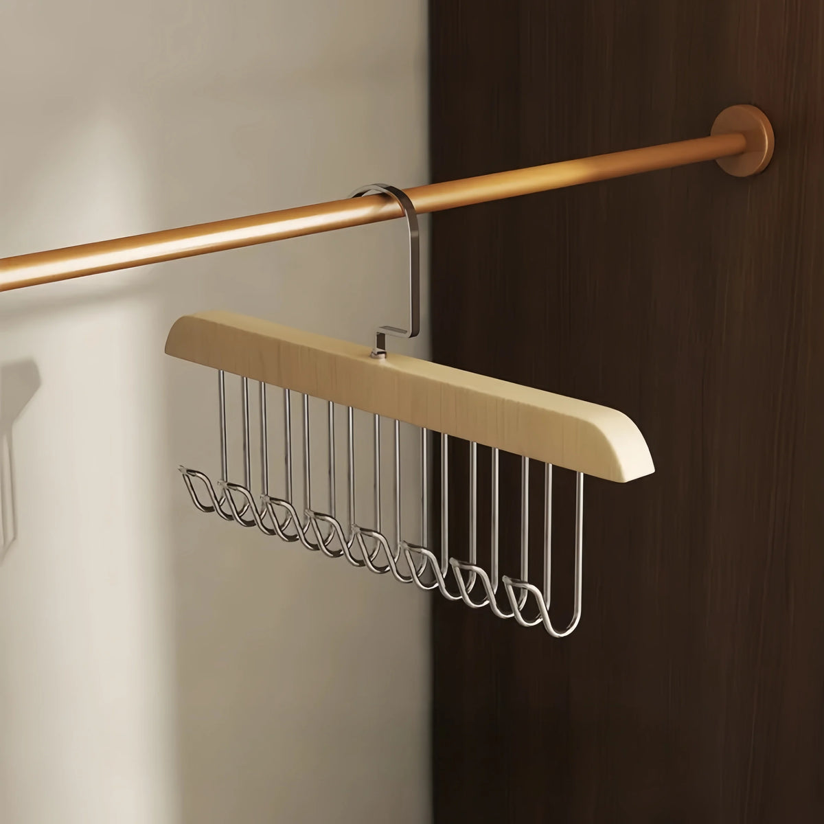 Solid Wood 8-Hook Wall Hanger Rack for Coats, Hats & Bags Wall Hook Rack Axl Log color