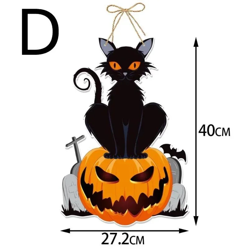 Halloween Hanging Signs – Pumpkin Witch Bat Trick or Treat Decor Halloween Hanging Sign Axl D