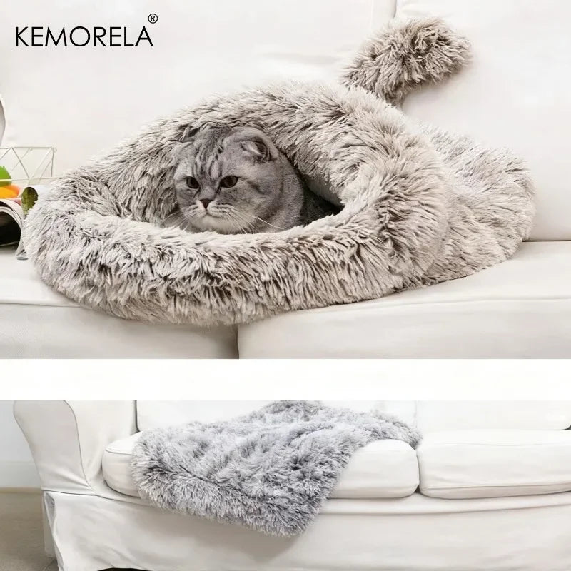 KEMORELA Plush Cat Sleeping Bag – Warm Cozy Pet Bed Cat Sleeping Bag Axl