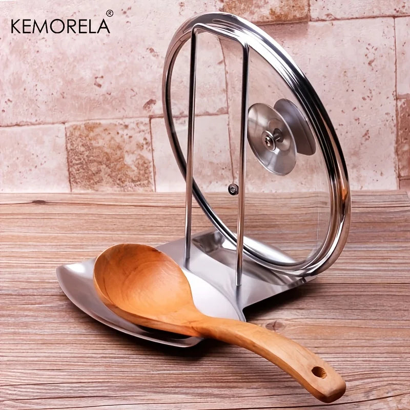 Stainless Steel Pot Lid Holder & Spoon Rest with Draining Tray Pot Lid Holder Axl
